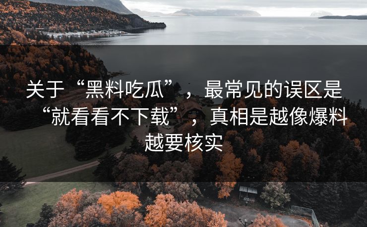 关于“黑料吃瓜”，最常见的误区是“就看看不下载”，真相是越像爆料越要核实