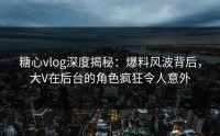 糖心vlog深度揭秘：爆料风波背后，大V在后台的角色疯狂令人意外