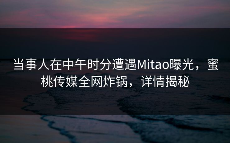 当事人在中午时分遭遇Mitao曝光,蜜桃传媒全网炸锅,详情揭秘 当事人在中午时分遭遇Mitao曝光,蜜桃传媒全网炸锅,详情揭秘
