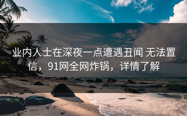 业内人士在深夜一点遭遇丑闻 无法置信，91网全网炸锅，详情了解